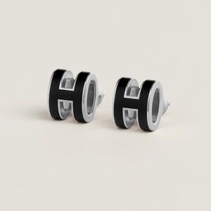 Hermes Black mini H pop Earrings